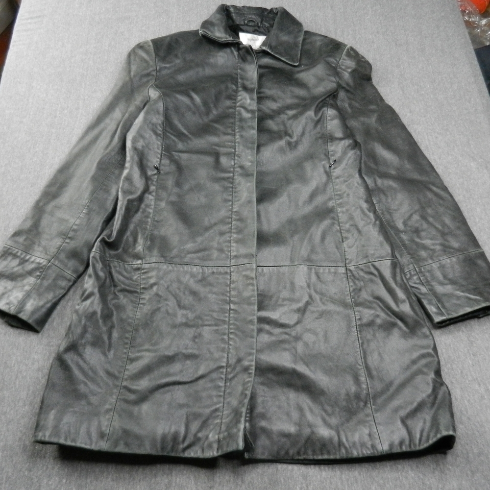 Jacqueline Ferrar Leather Jacket Women's Black Trench Below Waist Lambskin